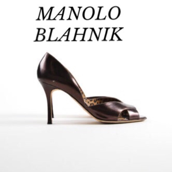 Manolo Blahnik Shoes - BURGUNDY METALLIC MANOLO BLAHNIK LEATHER PUMPS